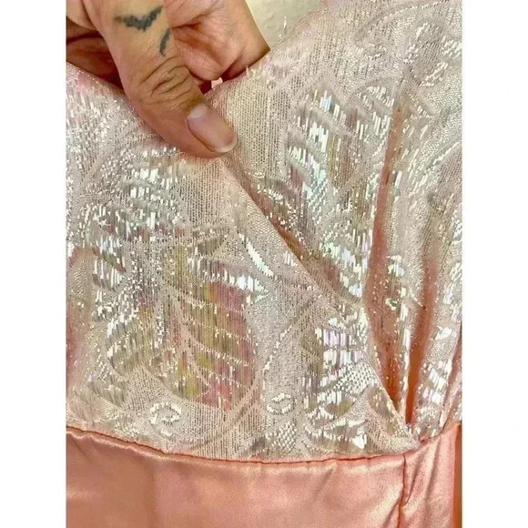VTG Handmade Pink Shiny Sleeveless Elegant Long Dress READ Women's SMALL - Picture 14 of 16